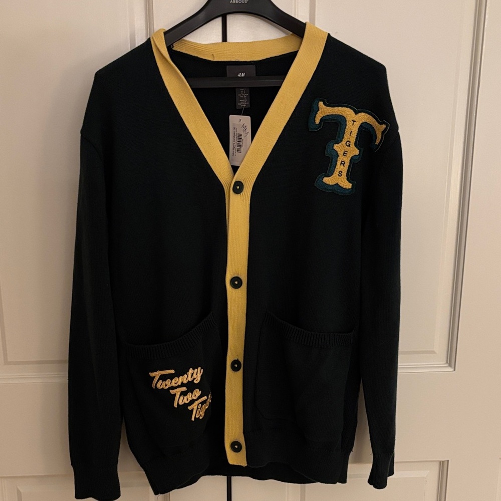 H&M Black Cardigan with Yellow Accents